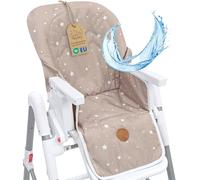 Coussin de chaise haute réducteur de siège bébé enfant housse assise | housse assise bébé pour Chicco Polly Peg Perego chaises hautes rembourré matelassé déperlant Beige avec étoiles blanches