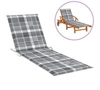 Coussin De Chaise Longue Carreaux Gris 200x60x3 Cm Tissu Vidaxl Gris