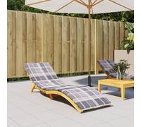 Vidaxl Coussin De Chaise Longue Carreaux Gris 200x70x3 Cm Tissu