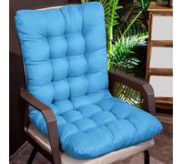 Coussin de chaise longue épais à dossier haut avec cadre en bois antidérapant pour intérieur/extérieur, 160 x 55 cm, bleu ciel, parfait pour la maison, le bureau, la terrasse