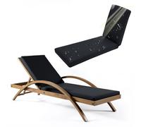 Coussin de Chaise Longue Jardin Extérieur, Épais Coussin Bain de Soleil, Rembourré Pliable Épais & Confortable avec Bande Réglable pour Terrasse, Plage, Salon,01 Black,188x58x5cm