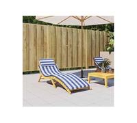 vidaXL Coussin de chaise longue Rayures bleues/blanches Tissu Oxford extérieur