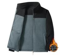 Coussin De Chaise Longue Veste polaire d'hiver for hommes, manteau chaud à fermeture éclair complète, manteau de randonnée en polaire for Couple, coupe-vent d'extérieur, grande taille(Men-Gray Black,C