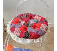 Coussin de Chaise Patchwork à Volants, Galette de Chaise Vintage en Coton pour Cuisine et Salle à Manger, antidérapant, Lot de 2
