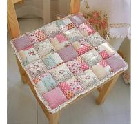Coussin De Chaise Patchwork Avec Attaches, Antidérapant, Bordure En Dentelle, Coussin De Siège De Cuisine Et De Salle À Manger