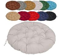 Coussin de Chaise rembourrés 40cm/15.74in, Rond Balançoire Coussin à Dossier, avec Sangles De Positionnement, pour Balcon, Tatami, terrasse, Baie vitrée, Salon, Sol - Gris Clair