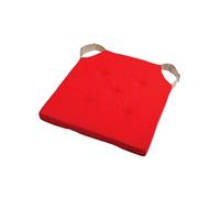 Eminza Coussin de chaise réversible 100% coton Épaisseur 4 cm Rouge et lin 38 x 38 cm