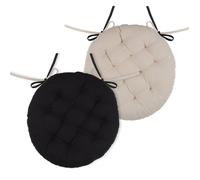 Coussin de chaise rond Noir et Lin 38 cm