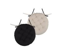 Coussin de chaise rond Noir et Lin 38 cm