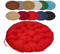Coussin de Chaise Rond rembourré 60cm/23.62in, Rond Balançoire Coussin à Dossier, avec Sangles De Positionnement, pour Jardin, Salle à Manger, Chaise de Bureau - Rouge