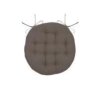 Coussin de chaise ronde réversible en coton Taupe et Lin - 38 cm