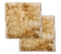 Stoelkussens 2 st 40x40 cm echt schapenvacht gemÃªleerd bruin283887