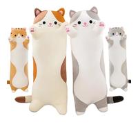 Coussin de Chat en Peluche Long Oreiller Animé Peluches Geante Doux Jouets Poupée Cadeaux pour Enfants Adultes, 1pcs, Orange/90cm