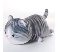 Coussin De Chevet En Forme De Chat Mignon, Poupée Chaton, Compagnon, Coussin De Chevet, Anniversaire De Fille Chat Tigré Couché - 30 Cm (225 G)