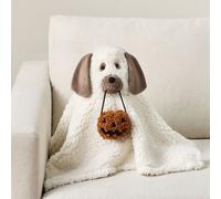 Coussin de Chien Fantôme Doug The Dog en Version Extraterrestre Décoration d'Halloween Grand Poupée en Peluche Blanche Taille 30cm