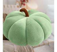 Coussin de citrouille 3D - Décoration d'automne en forme de citrouille - Décoration d'Halloween - Coussin de siège en peluche, citrouille - Pour chambre à coucher, chambre d'enfant, canapé, vert - 35