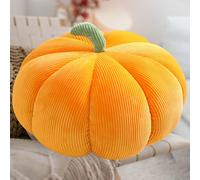 Coussin de citrouille 3D - Décoration d'automne en forme de citrouille - Décoration d'Halloween - Coussin de siège en peluche, citrouille - Pour chambre à coucher, chambre d'enfant, canapé, jaune - 35