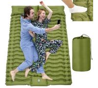 Coussin de couchage double gonflable, réglable, 200 x 140 x 10 cm, auto-gonflant avec pompe à pied pour camping, randonnée, escalade