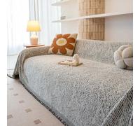 Coussin de couverture en chenille adapté pour l'automne, l'hiver et toutes les saisons, housse de canapé, couverture lavable 2/4 avec pompons, conviviale pour les animaux, installation fa A 180*420cm