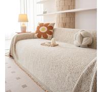 Coussin de couverture en chenille adapté pour l'automne, l'hiver et toutes les saisons, housse de canapé, couverture lavable 2/4 avec pompons, conviviale pour les animaux, installation fa D 180*230cm