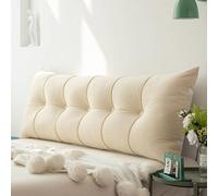 Coussin de dossier de luxe pour très grand lit, coussin pour lecture, chevet, coussin triangulaire extra doux pour regarder la télévision ou jouer à des jeux vidéo, 200 cm (200 x 55 x 20 cm, beige)