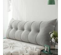 Coussin de dossier de luxe pour très grand lit, coussin pour lecture, chevet, coussin triangulaire extra doux pour regarder la télévision ou jouer à des jeux, 200 cm (200 x 55 x 20 cm, gris clair)