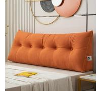 Coussin De Dossier Triangulaire De Style Nordique, Grand Compensé Coussin De Lecture Pour TêTe De Lit, Coussin De Soutien Lombaire, Traversin De Positionnement Avec Housse Lavable(200x50x20cm,Orange)