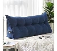 Coussin de dossier triangulaire pour lit, canapé, lecture et support de livre, bleu foncé, 80 x 50 x 20 cm, coussin mural polyvalent et appui-tête pour un confort ultime