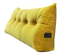 Coussin de dossier triangulaire pour tête de lit - Coussin de lecture triangulaire - Cale de lit jaune doux, parfait pour les lits simples et doubles, soutien confortable de 200 x 20 x 50 cm.