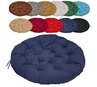 Coussin de Fauteuil Rond 50cm/19.68in, Fauteuil de Jardin pivotant, avec Sangles De Positionnement, pour Jardin, Salle à Manger, Chaise de Bureau - Bleu Marine