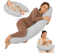 Coussin de grossesse 190 cm allaitement Pregnancy Pillow maternité | favorise différentes positions d'allaitement soulage après césarienne garnissage moelleux qui garde sa forme - Gris B
