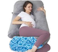 Coussin de Grossesse Complet en Forme de U avec Housse Amovible pour Femmes Enceintes, Coussin de Grossesse pour Dormir, Soutien pour Le Dos, Les Jambes, Le Ventre,(Mousse à mémoire de Forme,Gris)