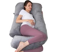 Coussin de Grossesse Complet en Forme de U avec Housse Amovible pour Femmes Enceintes, Coussin de Grossesse pour Dormir, Soutien pour Le Dos, Les Jambes, Le Ventre(Coton, Gris foncé)