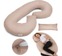 Coussin de grossesse en C pour dormir et allaiter avec housse amovible, beige