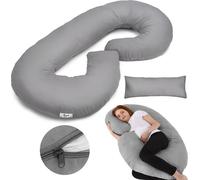 Coussin de grossesse en C pour dormir et allaiter avec housse amovible, gris