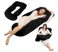 Coussin de grossesse enveloppant 180 cm Pregnancy Pillow corps entier | forme ergonomique pour femme enceinte soulage colonne et ventre housse velours douce qui garde sa forme - Noir