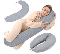 Coussin de grossesse et allaitement 190 cm - coussin maternité et corps oreiller de grossesse Soutien pour dormir sur le côté et allaiter Parfait pour femme enceinte oreillers en forme de C Oeko-Tex