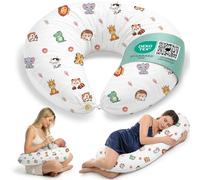 Coussin de Grossesse et Allaitement XXL Oreiller de Maternité pour Femmes Enceintes et Bébé Coussin Multifonctionnel avec Taie en 100% Coton pour Dormir sur Le Côté et l'activité du Tummy Time