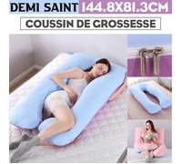 Coussin de Grossesse Maternité 144cm Oreiller Couverture Fermeture Glissière Multifonction Lavable Abdominal Bleu Violet Cadeau