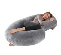 Coussin de Grossesse pour Dormir en C, Coussin d'allaitement, Soutien pour Le Dos, Les Hanches et Les Jambes des Femmes Enceintes, Coussins de Maternité et Corps Confort (Gris, Velours Cristal)