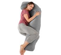 Coussin de Grossesse pour Dormir, Oreiller de Grossesse pour Femme Enceinte en Forme de J Support Coussin d'allaitement et Coussin de Maternité avec Housse Lavable et Remplable, Coton Gris Foncé