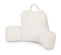 Coussin de lecture adulte Flumi avec accoudoirs et poches en tissu effet mouton – beige clair