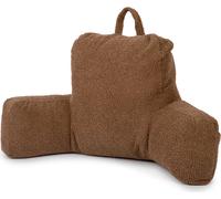 Coussin de lecture adulte Flumi avec accoudoirs et poches en tissu effet mouton – marron