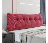 Coussin de Lecture Compensé, Triangulaire Coussin à Coins, Gros Coussin Canapé, Traversin Tête de lit Support Arrière, Oreiller Cervical Dossier de Soutien Lombaire, Velours Côtelé Rouge (80×50×20cm,R