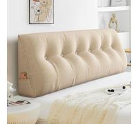 Coussin de lecture, Coussin ergonomique triangulaire pour tête de lit, Coussin pour le dos avec housse amovible avec fermeture éclair, Coussin de soutien lombaire pour lit et canapé,Beige,100*50*20cm