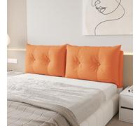 Coussin de lecture de luxe pour tête de lit - Non lavable - Motif pattes de chat - En cuir - Pour lit king size - 120 x 60 x 15 cm - Jaune orangé