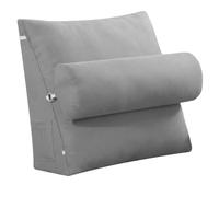 Coussin de lecture en forme de cale réglable : soutien lombaire pour le cou, le dossier, 60 x 50 x 20 cm, triangulaire pour lit, tête de lit, canapé et lit (gris, 60 x 50 x 20 cm)