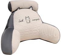 Coussin de lecture et de lecture - Grand coussin de dossier rafraîchissant avec rouleau de cou et accoudoirs amovibles - Coussin lombaire doux pour s'asseoir dans le lit, le canapé, se détendre,