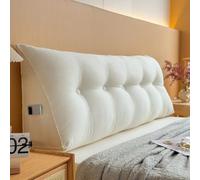 Coussin de Lecture pour Lit 60/70/80/90/100/120/130/135/140/160/170/180/200cm Gros Coussin de Canapé Triangulaire Amovible Lombaire Dossier de Taille Confortable Oreiller De Tête (60X20X50cm,Beige)