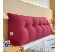 Coussin de Lecture pour Lit 60/70/80/90/100/120/130/135/140/160/170/180/200cm Gros Coussin de Canapé Triangulaire Amovible Lombaire Dossier de Taille Confortable Oreiller De Tête (180X20X50cm,Red)